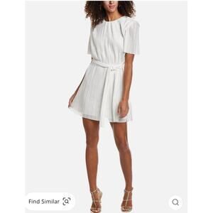Amanda Uprichard Roxbury Aline Pleated Mini Dress White PLT-21988 Small S NEW